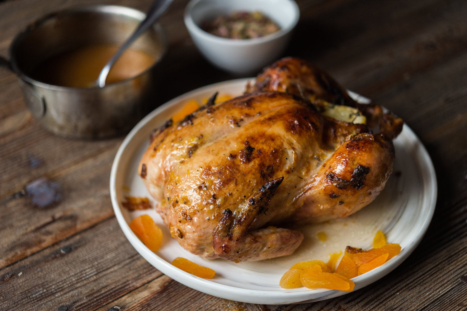 Roasted chicken or pork with apricot sauce