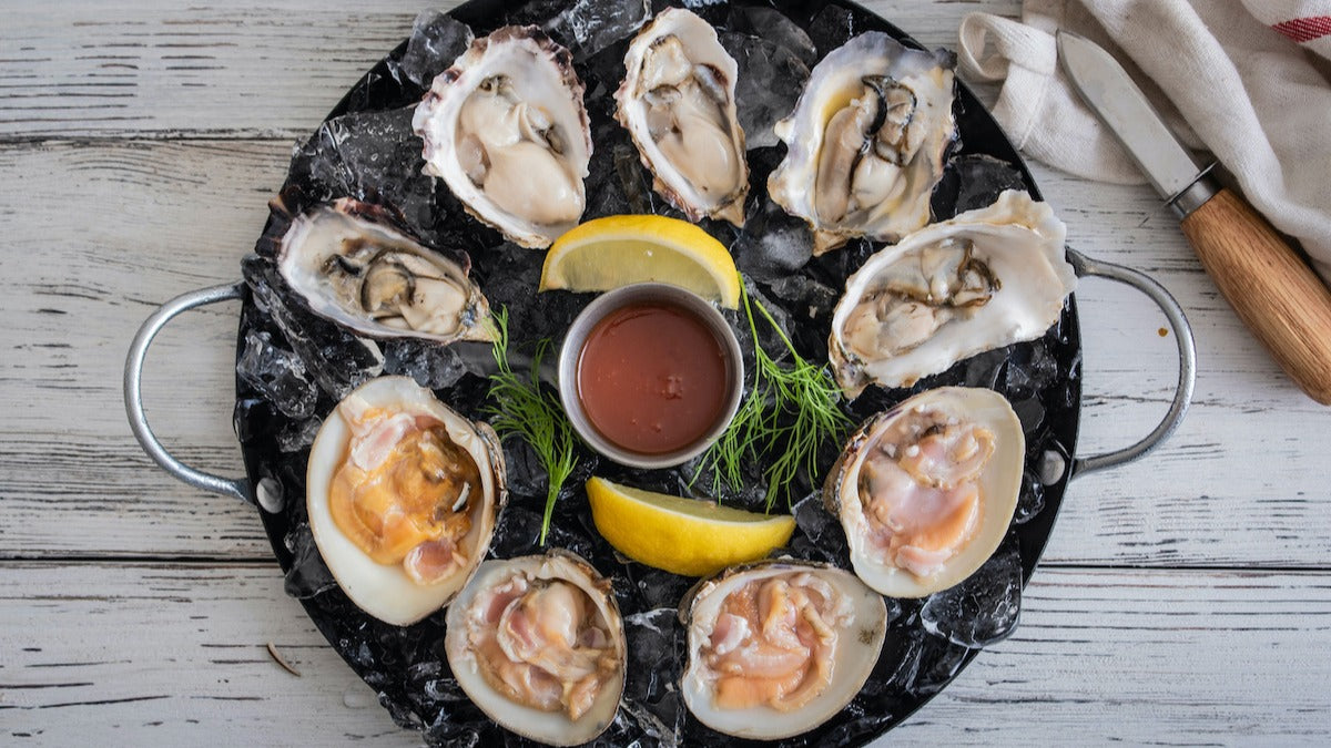Shellfish, such as oysters or clams