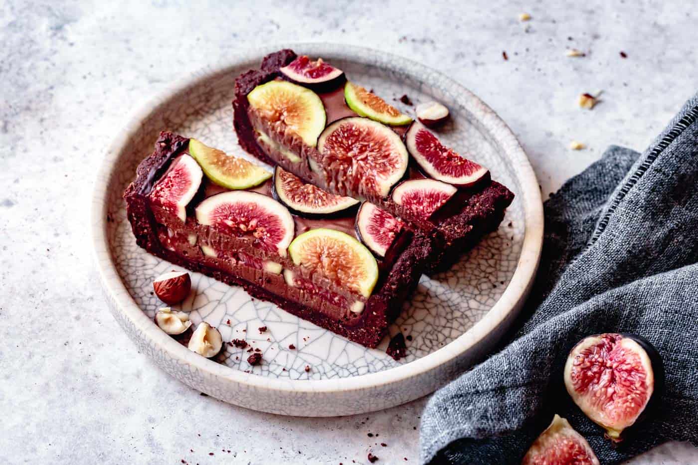 Dark chocolate desserts or fig tarts