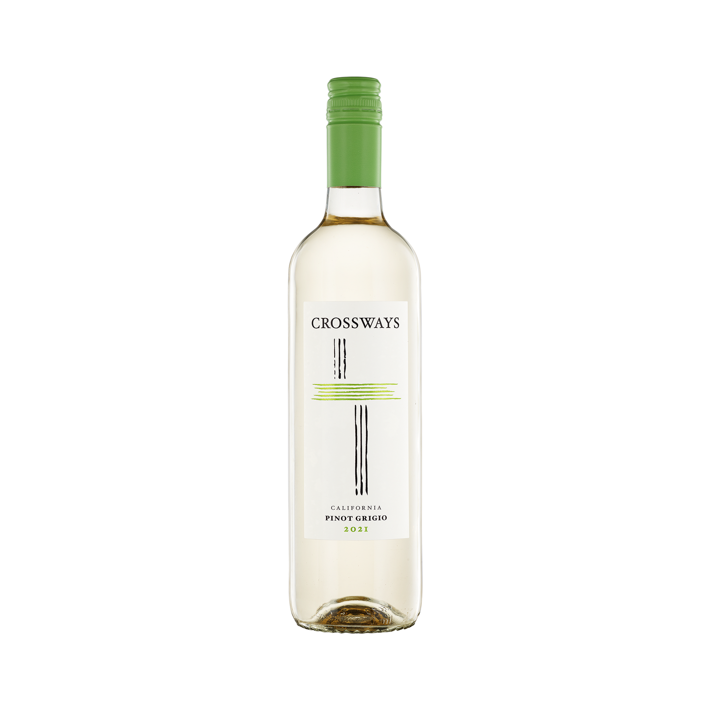 A bottle of Crossways 2021 Pinot Grigio