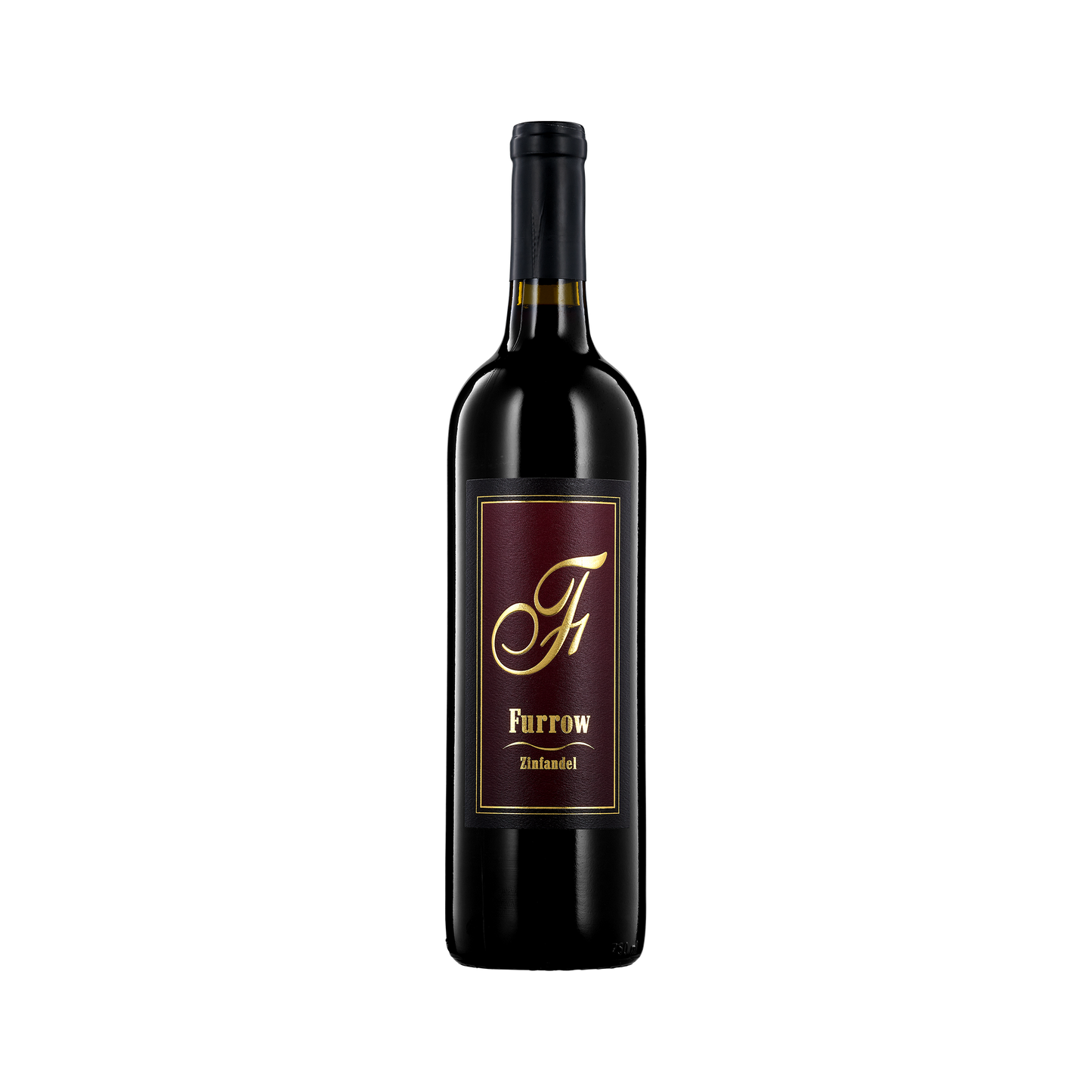 A bottle of Furrow Vineyard 2019 Zinfandel