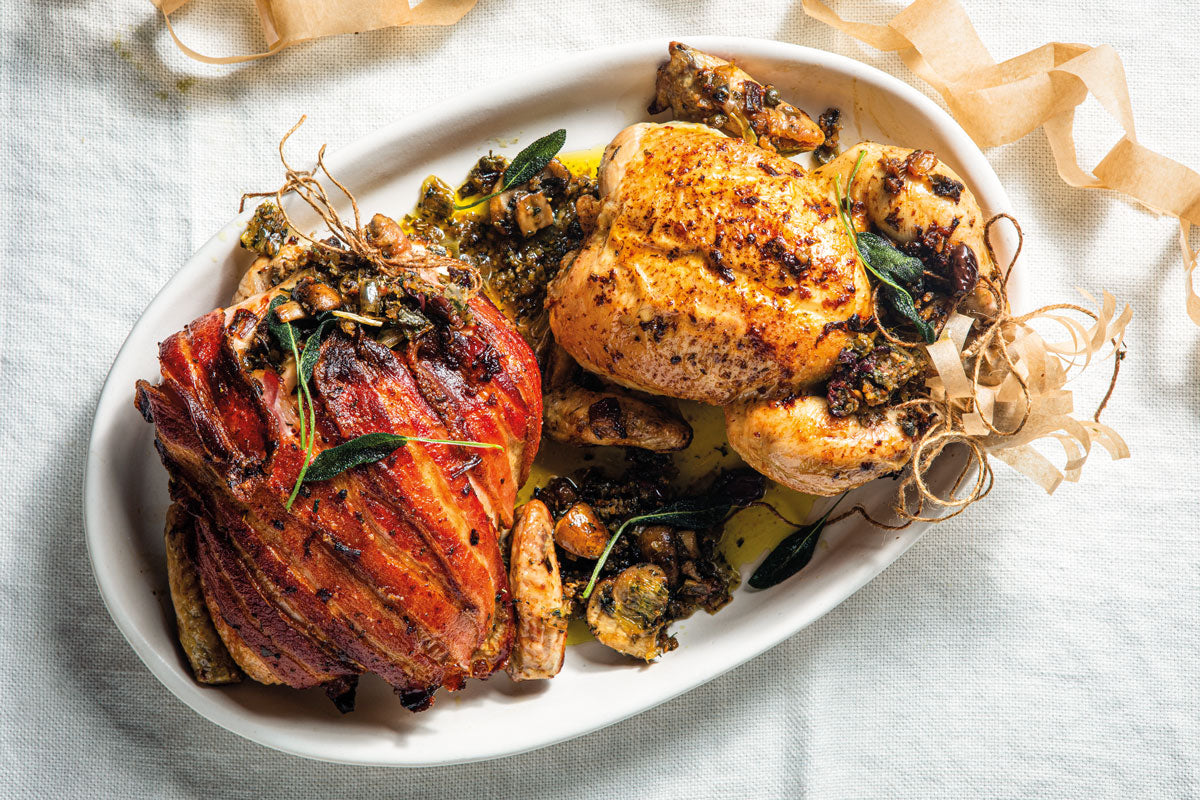 Roast chicken or pork