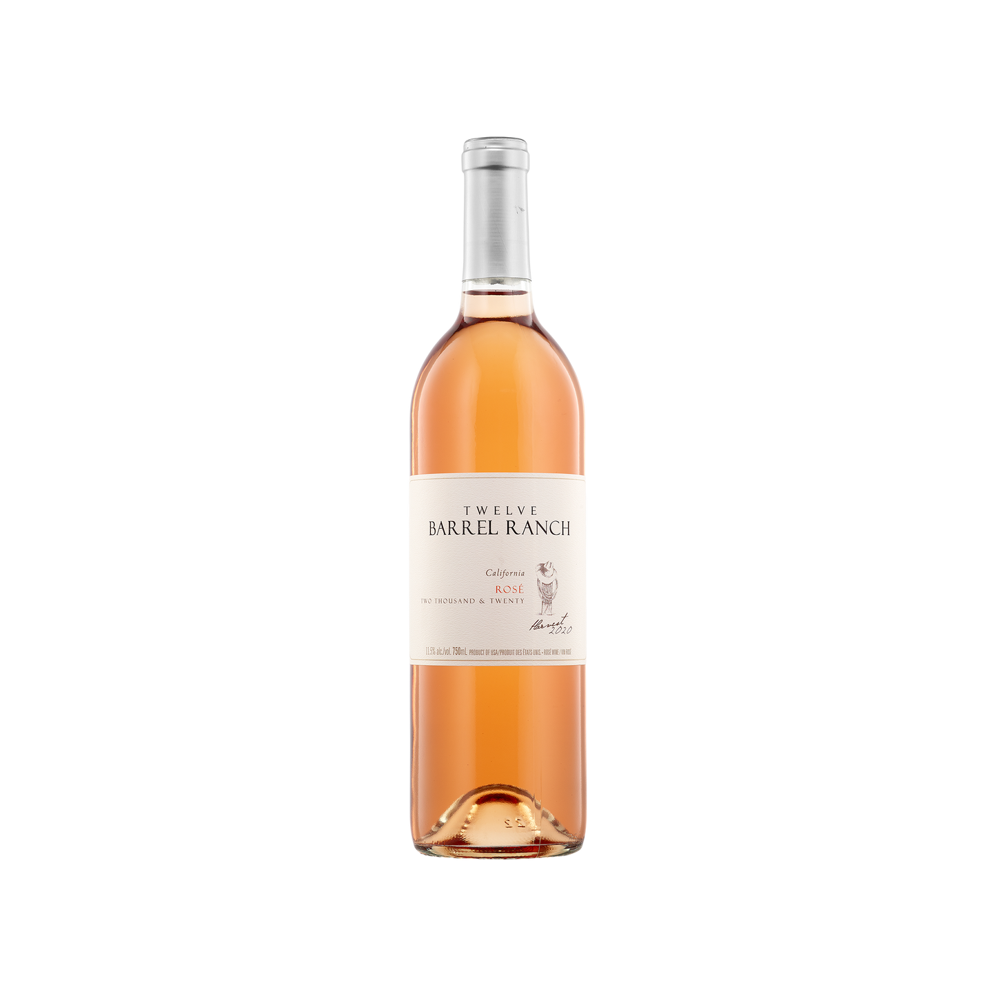 A bottle of Twelve Barrel Ranch 2020 Rose