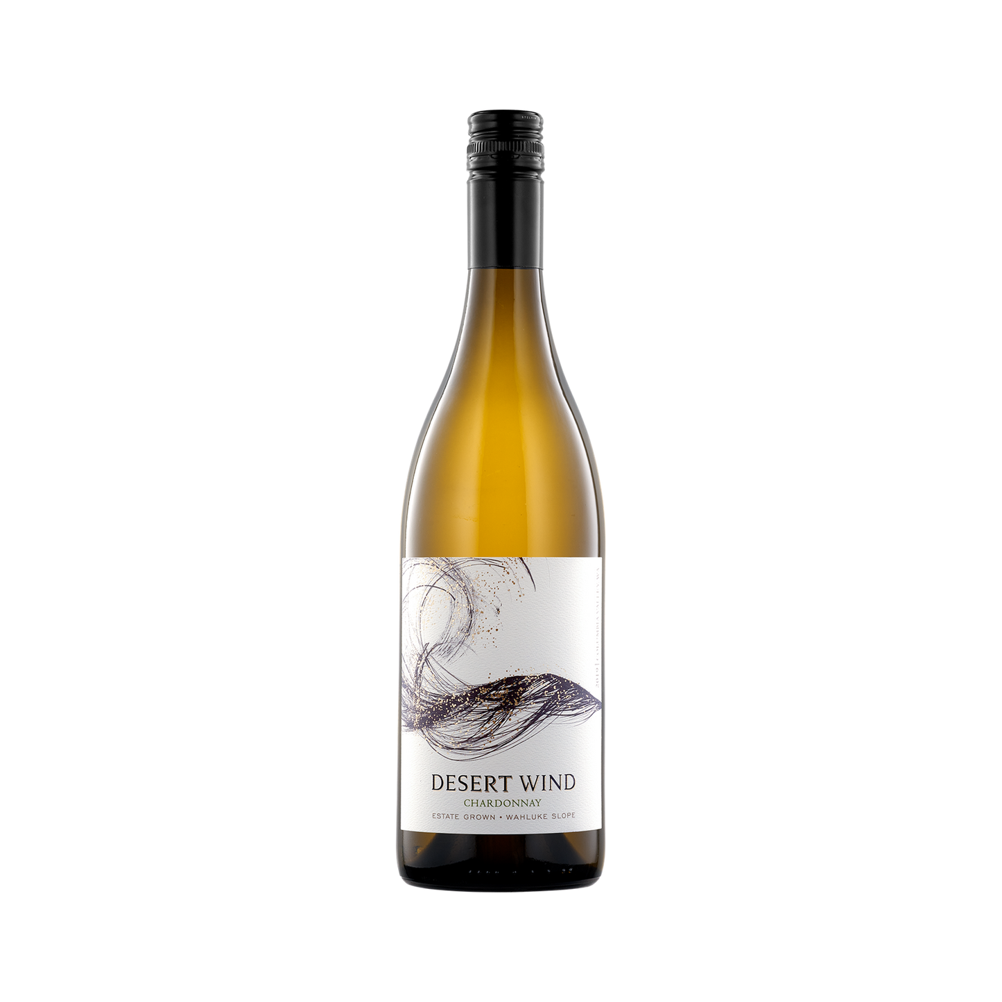 A bottle of Desert Wind 2019 Chardonnay