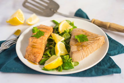 grilled salmon or tuna steaks grilled salmon or tuna steaks