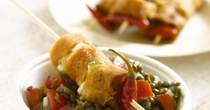Pork Spring Rolls with Green Lentils