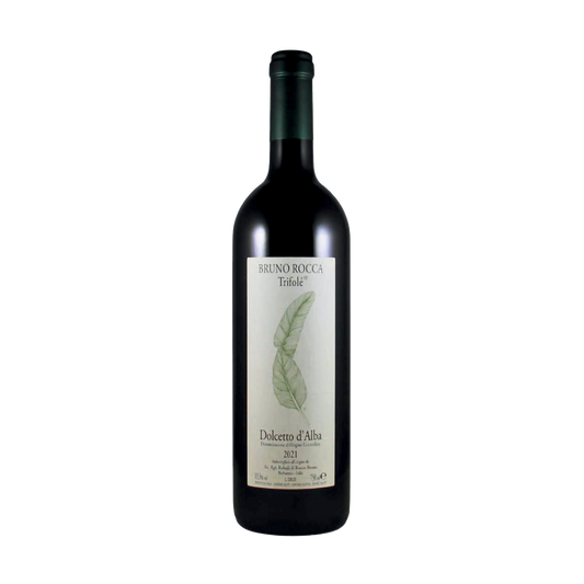 A bottle of Bruno Rocca 2021 'Trifole' Dolcetto d'Alba