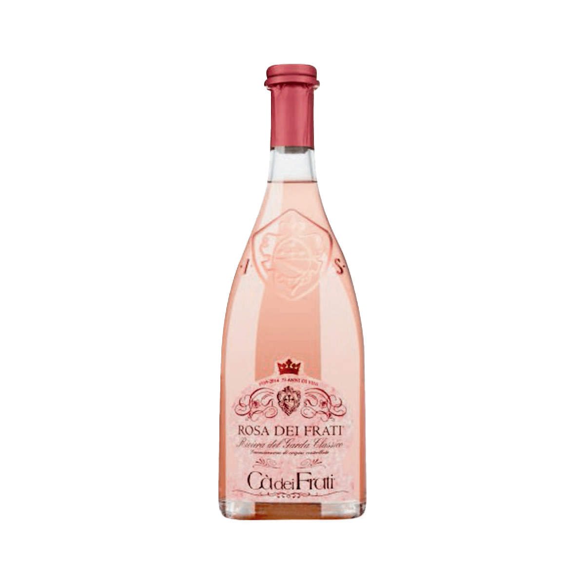 A bottle of Cà dei Frati 2021 'Rosa dei Frati' Rose, Riviera del Garda Classico