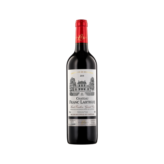 A bottle of Chateau Franc Lartigue 2018 Saint Emilion Grand Cru