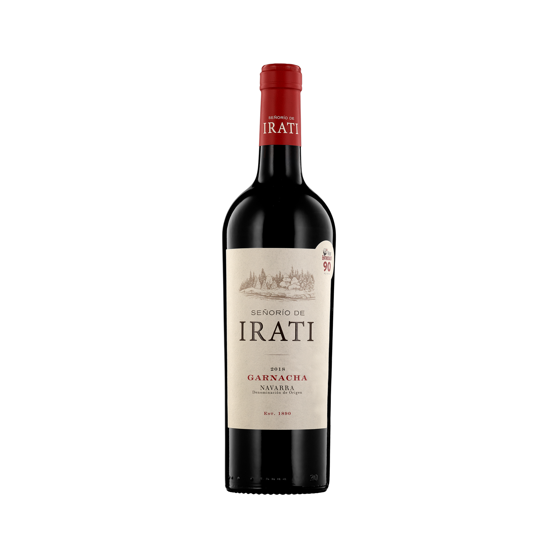 A bottle of Irati 2018 Garnacha