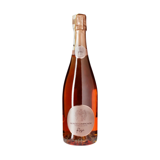 A bottle of Monzio Compagnoni 2015 Brut Rose