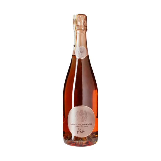 A bottle of Monzio Compagnoni 2015 Brut Rose