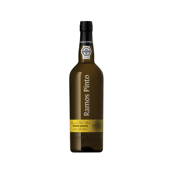 A bottle of Ramos Pinto White Port